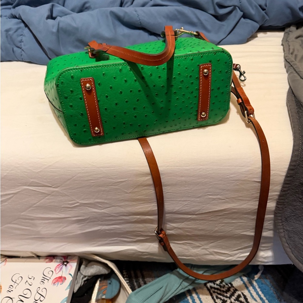 Dooney & Bourke Vibrant Green Ostrich-Embossed Tote - Picture 3 of 5